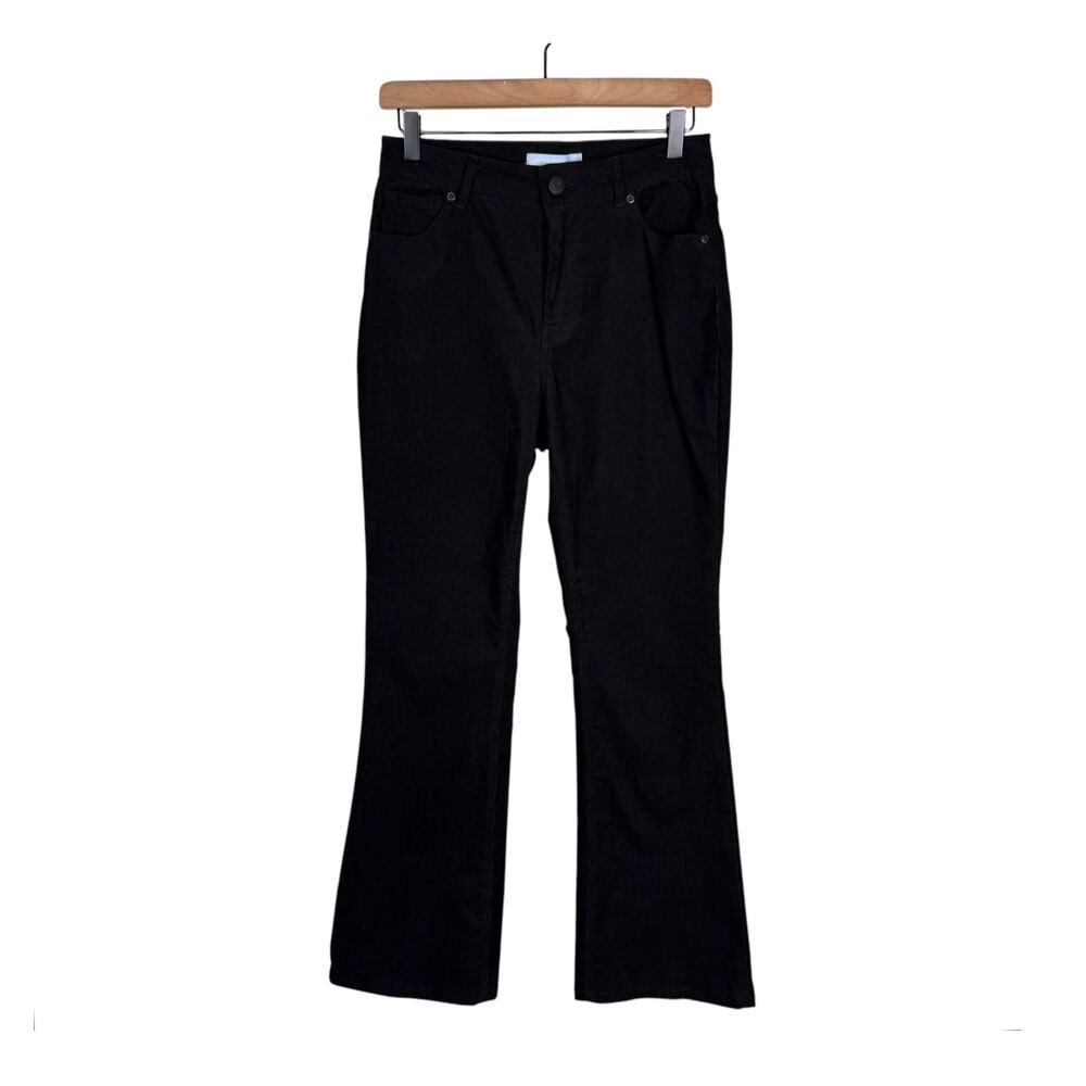Antonio Melani Aria Black Corduroy Flare Mid Rise Classic Chino Casual Pants